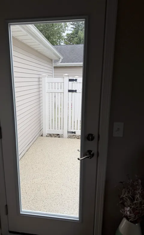 Glazed entry door viewed from inside